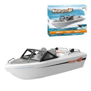 Retropo RC Tugboat for Pools and Lakes with Long-Lasting Battery, 1/12 Scale 2.4G 8KM/H RC Karting Boat Model, RC Model Birthday Gifts(RTR Version/White)