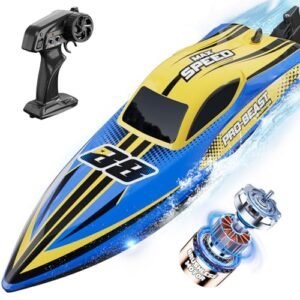 TOPCHOIC Brushless RC Big Boats 30MPH Fast Racing Boat with Self Righting LED Lights Waterproof RTR for Adults and Kids