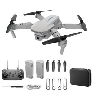 E88 Drone With Dual Camera Mobile App Control Avoid Bad RC Plane Crashes Foldable Design Ideal Gift Gray Dual Batteries