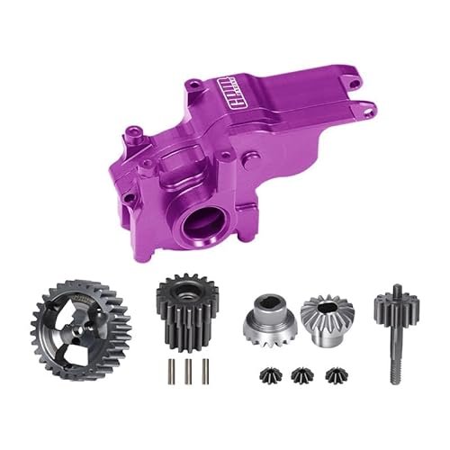Aluminum 7075 Alloy Transmission Case and 40Cr Steel Gear Set for LOSI 1/24 Micro B 2WD Buggy and 1 28 Micro T 2S 2WD Stadium Trucks RC Upgrades Purple