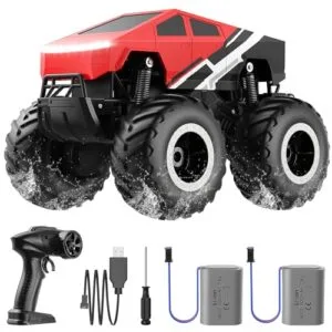 WayEee RC Car Kids Toys for Ages 6+, Remote Control Car Waterproof Monster Truck, Amphibious 4WD All Terrain Off-Road Pickup, 1:16 Scale, 2.4GHZ Vehicles, Boys Christmas Kids Birthday Gift/Red