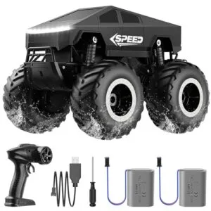 WayEee RC Car Kids Toys for Ages 6+, Remote Control Car Waterproof Monster Truck, Amphibious 4WD All Terrain Off-Road Pickup, 1:16 Scale, 2.4GHZ Vehicles, Boys Christmas Kids Birthday Gift/Black