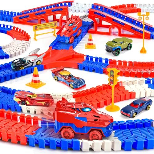 Aetyni Toys 251 PCS RC Car Race Tracks Near Me Set with 5 Alloy Cars for Boys Age 3 4 5 6 7 8