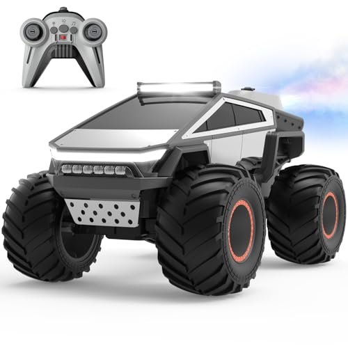 KidsFaves Bigfoot Monster Truck RC Truck 1:12 Scale Remote Control Car with LED Lights and Spray Function for Boys Girls Ages 6 7 8+