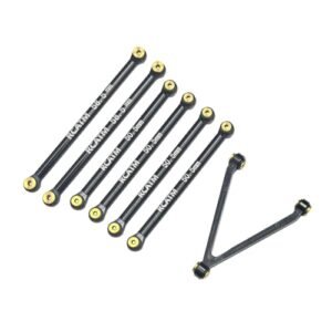 DragoBud RC Aluminum Alloy Suspension Rod Links Set Upgrade Parts for Angry Birds RC Car Axial SCX24 C10 1 24 RC Crawler Black