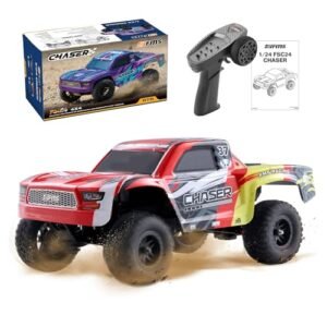 EAZYRC FMS FSC24 Chaser 1 24 Scale Best Electric RC 4X4 Truck with 2 Speed Transmission and 30 Minute Runtime for Adults Red