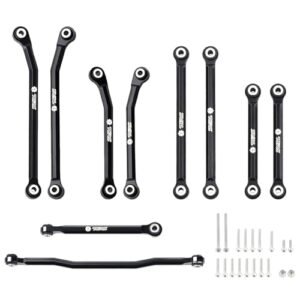TCRC 10PCS Aluminum High Clearance Chassis and Steering Links Set Upgrade for HPI Venture18 RC Wheels Black