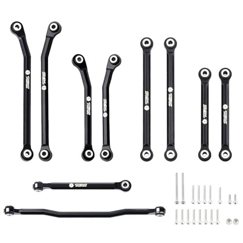 TCRC 10PCS Aluminum High Clearance Chassis and Steering Links Set Upgrade for HPI Venture18 RC Wheels Black