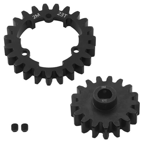 ENCHSHANGM 2pcs Hardened Steel Spur Gear 23T 17T 8MM Hole for Traxxas X Maxx E REVO 2.0 RC Car Replacement