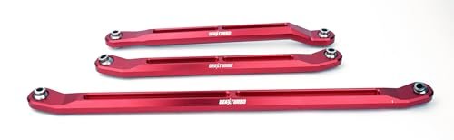 BeaxTurbo Racing CNC Aluminum 7075 Steering Links Set for Trail Boss RC Truck Axial SCX6 Trail Honcho 1/6 Scale Red