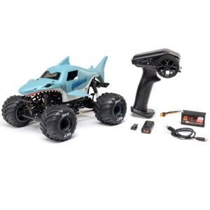 Losi 1/18 Mini LMT Megalodon 2S 4X4 RTR Brushed Monster Truck RC with Battery and Charger Blue LOS01026T3
