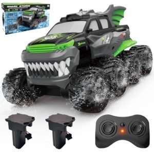UFULMN RC Drift Pickup Truck 8WD Amphibious Remote Control Monster Truck with 2 Rechargeable Batteries for Kids Age 8 12 All Terrain Waterproof RC Car Green