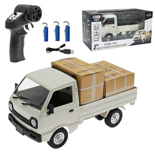 OYDL WPL D12 1 16 Scale Mini Hoon RC Drift Truck 2.4G Remote Control Off Road High Speed Drift Car with LED Lights and 3 Batteries