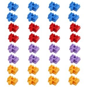Playmobil RC Train 4010 Compatible 32pcs Plastic Track Connectors Adapter 4 Color Expansion Pack for Wooden Train Tracks