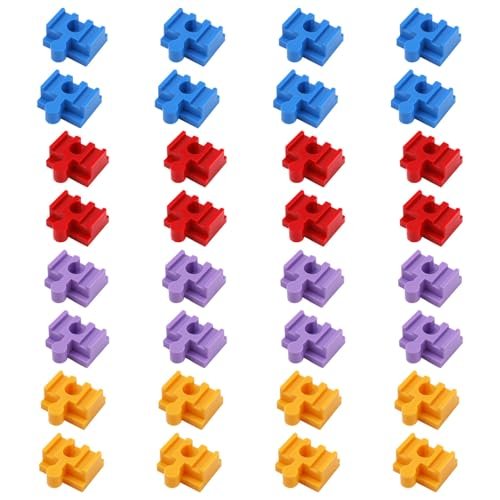 Playmobil RC Train 4010 Compatible 32pcs Plastic Track Connectors Adapter 4 Color Expansion Pack for Wooden Train Tracks