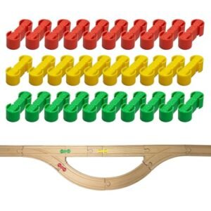 RC Car Accessories Cap Pack 30 Pcs Colorful Dog Bone Track Connectors Compatible with All Wooden Train Tracks