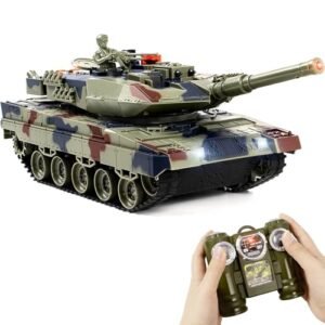 Supdex 1 24 Scale RC Military Tank Remote Control Ger Leopard II Army Model with Sound Effects Lights and Smoke 2 4G Toy for Kids Ages 6 and Up