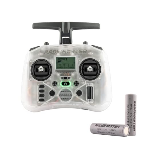 Radiomaster Pocket Hall Gimbal Transmitter Remote Control for RC Helicopter Mode 1 or 2 ELRS Transparent with 18650