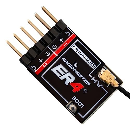 Radiomaster ER4 2.4Ghz 4CH ExpressLRS PWM Receiver for RC Cars Pulling Boats and Small Aircraft