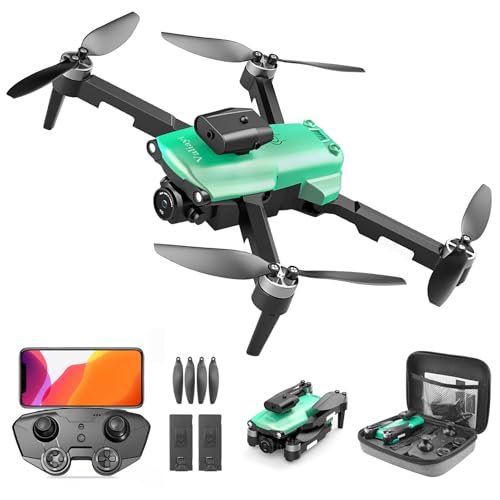 SkyTech Mini Drone with 1080P Camera Brushless Motor 2 Batteries One Key Take Off Land 360 Flips Waypoint Fly Altitude Hold Foldable Design Ideal Gift to Avoid Man Hit with RC Plane