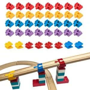 40 Pcs Wooden RC Train Track Connectors Compatible with All Major Brands Including BRIO and Amazon Basics Perfect for Kids Ages 3 Plus