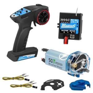 WOAEIUOS 2 in 1 ESC Receiver 3CH 2.4G RC Transmitter Remote Controller with 050 50T Brushed Motor Transmission Gearbox Combo