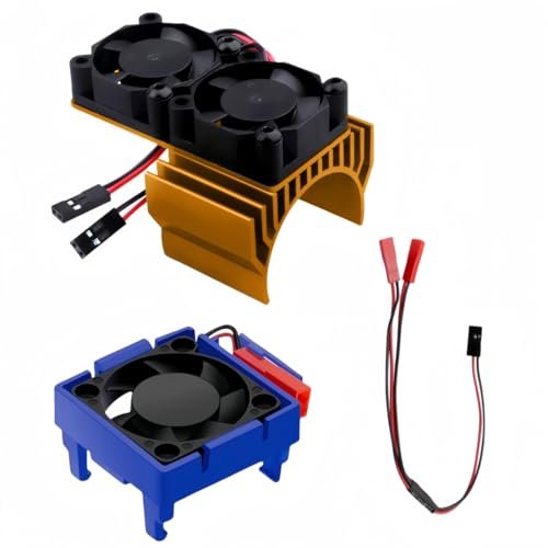 VXL 3s ESC and Motor Cooling Fan Dual Set for RC Brushless Motor Traxxas 1/10 Scale Models Slash 4x4 VXL Rustler Stampede Hoss Velineon VXL 3s Golden