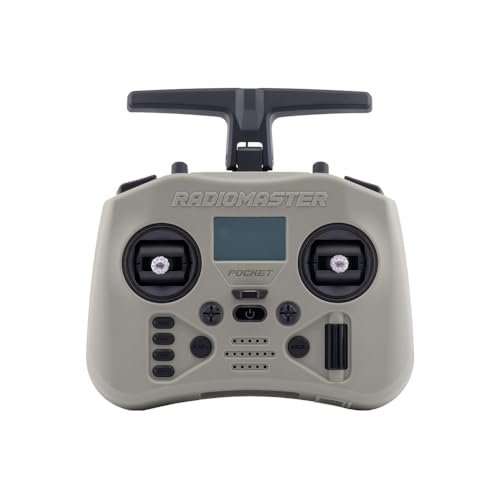 Radiomaster Pocket Crush 2.4GHz ELRS Hall Gimbal Transmitter Fisca RC Truck Remote Control Snow Plow Lightweight Foldable Antenna Mode 2 Slate Grey