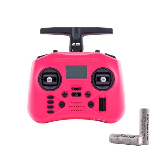 Radiomaster Pocket Crush 2.4GHz ELRS Hall Gimbal Transmitter Portable RC Plane Remote Control in Hot Pink with 18650 Battery