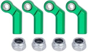 Capra RC Truck 1/10 Scale M4 Aluminum Chassis Link Steering Rod Ends Set of 4 Straight and Bend 7.5mm Green