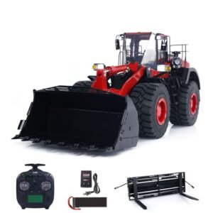 Wheelfun 1 14 Scale RC Hydraulic Oil Pump Loader WA480 with Quick Coupler Fork Bucket and ST8 Radio Control Red
