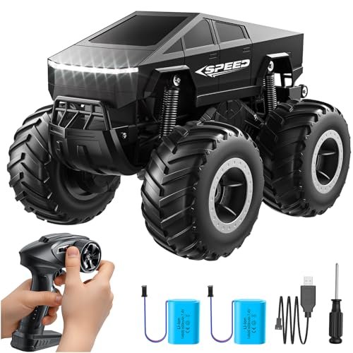 1 8 Scale RC Cars Monster Truck Toy Off Road 4WD Waterproof Remote Control Vehicle for Kids Boys Age 6 7 8 9 10 12 Plus Black