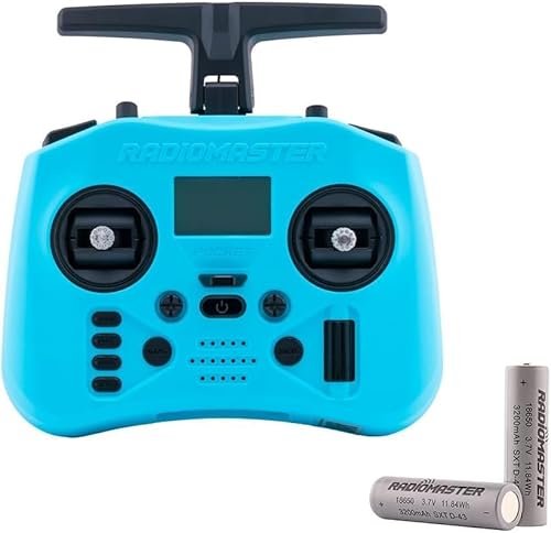 Radiomaster Pocket Crush ExpressLRS 2.4G 16CH ELRS Transmitter Hall Gimbal Cheap RC Quadcopter Controller Iceberg Blue with 18650