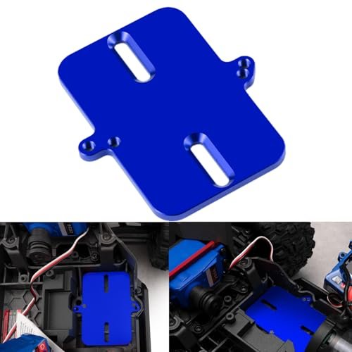 BRKRC Aluminum Electronic Mount Plate ESC Receiver Tray for Traxxas 1/16 RC Monster Truck 4WD RTR Brushless Upgrades Blue