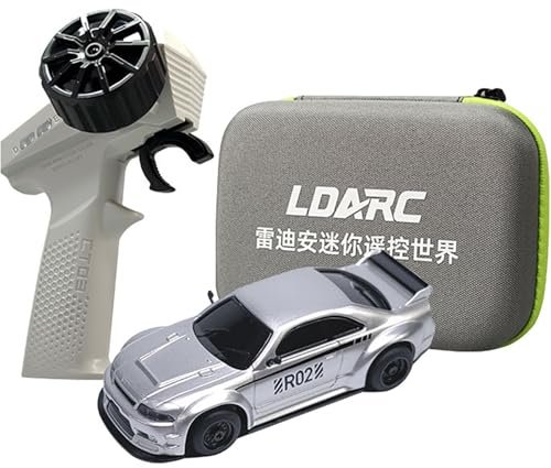 CaptainRC LDARC 1/64 Mini RC Drift Cars with LED Lights 2 4GHz Full Proportional Remote Control Portable Handbag Included R02 Silver