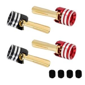TGCWENG 4Pcs CNC Aluminum Alloy RC Heatsink Bullet Plug Connectors for 1 10 Scale Bullet RC Car 4mm