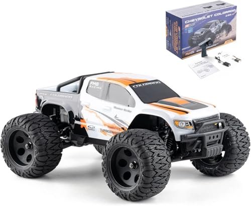 EAZYRC FMS FMT24 1 24 Chevrolet Colorado Brushed RC Truck RTR with 2 4Ghz Basher RC Cars 4X4 Off Road Hobby Grade Waterproof 2 Speed RC Semi Truck Transmission Crawler with 370 Motor RC Car for Gift White