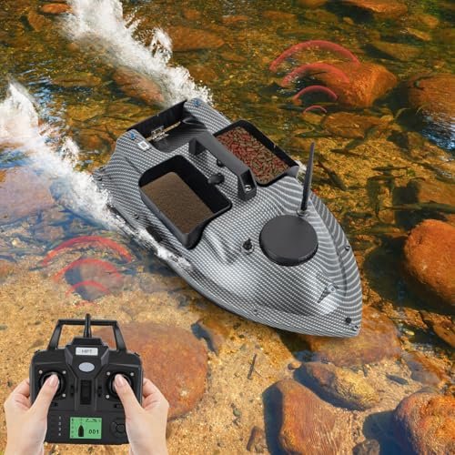 TFCFL RC Bait Boat, 5.91ft/s High Speed RC Fishing Bait Boat, 2kg/4.4lbs Load Capacity, Bait Boat for Surf Fishing, 600M Range 99 Points, with 2 * 5200mAh Lithium Battery