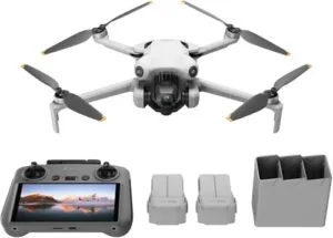 DJIXJ Mini 4 Pro Fly More Combo with DJI RC 2 Drones with Camera for Adults 4K Under 0.549 lbs 249 g 3 Batteries for up to 102 Mins Flight Time Smart Return to Home Perfect Companion to 3 RC Boat