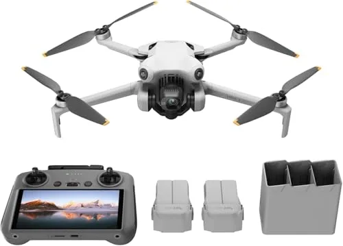 DJIXJ Mini 4 Pro Fly More Combo with DJI RC 2 Drones with Camera for Adults 4K Under 0.549 lbs 249 g 3 Batteries for up to 102 Mins Flight Time Smart Return to Home Perfect Companion to 3 RC Boat